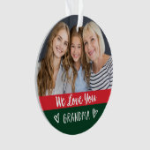 Ik hou van je oma | Rood groen kleurenblok twee fo Ornament (voorkant)