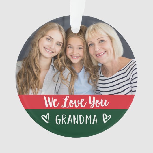 Ik hou van je oma | Rood groen kleurenblok twee fo Ornament (voorkant)