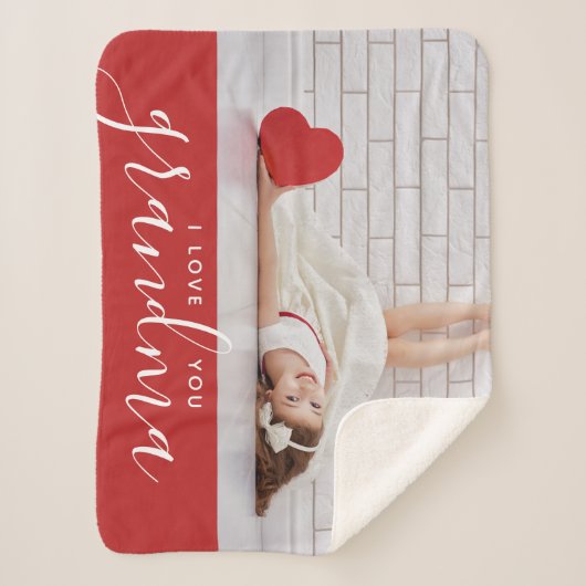 Ik hou van je oma Valentijnsdag Gift Photo Sherpa Deken (Voorkant)