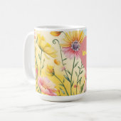 Ik hou van je oma Wildflower roze hart Koffiemok (Voorkant links)