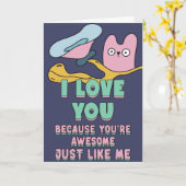 Ik hou van je. omdat je geweldig bent, net als ik kaart (Gele Bloem)