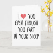 Ik hou van je ook al scheet je, grappig Jubileum Kaart (Gele Bloem)