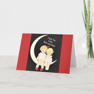 Ik hou van je op de maan en rug, populair design kaart