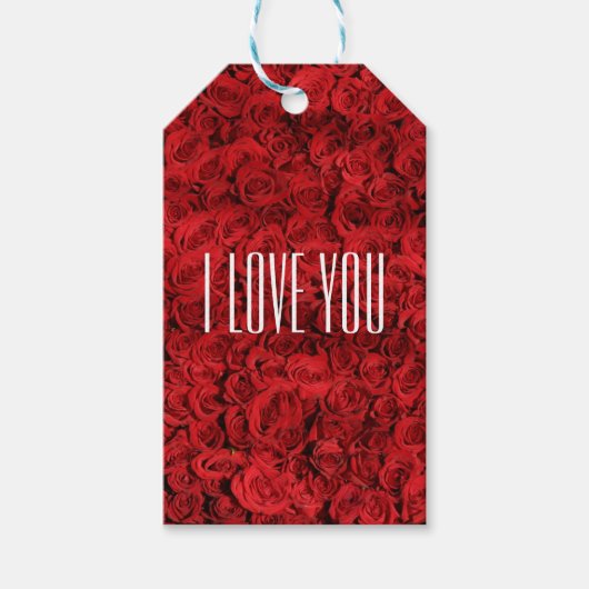 Ik hou van je op een bed van Rozen Cadeaulabel (Voorkant)