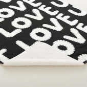 Ik hou van je op een zwarte achtergrond sherpa deken (3/4)