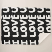 Ik hou van je op een zwarte achtergrond sherpa deken (Voorkant (horizontaal))