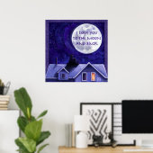 Ik hou van je op het Poster van de maan en de rug (Thuiskantoor)