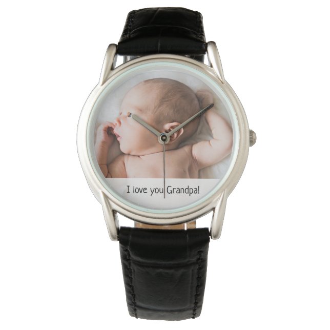 Ik hou van je opa aangepaste baby foto vaderdag horloge (Voorkant)