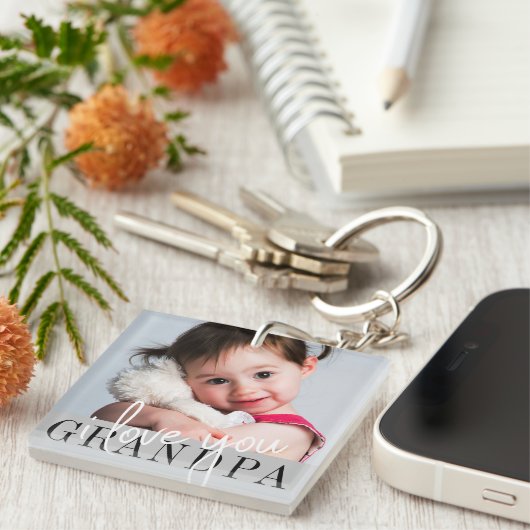 Ik hou van je opa aangepaste foto sleutelhanger (Voorkant Rechts)
