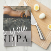 Ik hou van je opa aangepaste foto theedoek (Quarter Fold)