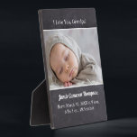 Ik hou van je opa Introducing baby foto geboorte Fotoplaat<br><div class="desc">Een unieke manier om de geboorte van de baby te introduceren en aan te kondigen aan de speciale leden van uw familie, te beginnen met opa. Grootouders, tantes, ooms, peetouders, zouden blij zijn met het ontvangen van deze aandenken foto plaquette ezel met gepersonaliseerde details van baby's naam, geboortedatum, tijd, gewicht...</div>