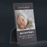 Ik hou van je opa Introducing baby foto geboorte Fotoplaat<br><div class="desc">Een unieke manier om de geboorte van de baby te introduceren en aan te kondigen aan de speciale leden van uw familie, te beginnen met opa. Grootouders, tantes, ooms, peetouders, zouden blij zijn met het ontvangen van deze aandenken foto plaquette ezel met gepersonaliseerde details van baby's naam, geboortedatum, tijd, gewicht...</div>