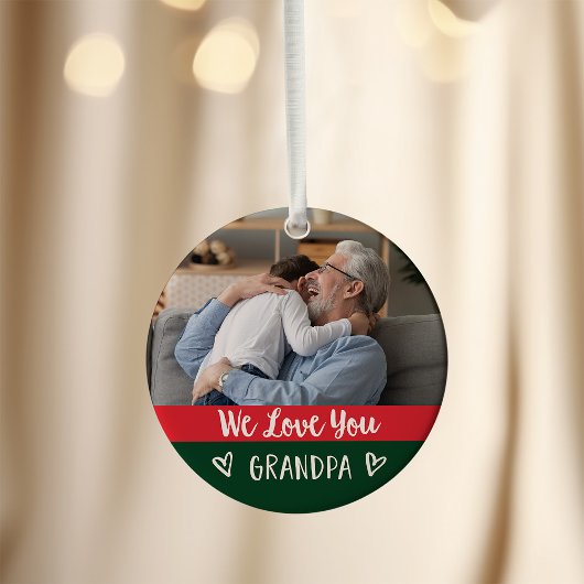 Ik hou van je opa | Rood groen kleurenblok twee fo Ornament