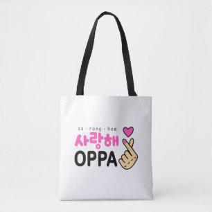 Ik hou van je Oppa Heart Sign Tote Bag