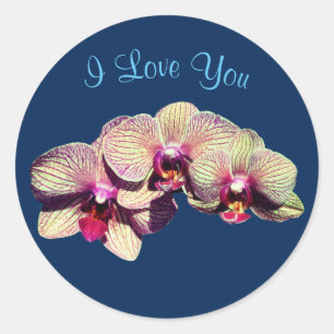 Ik hou van je Orchid Trio Floral Ronde Sticker