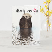 Ik hou van je otter Jubileum Valentijn Kaart (Gele Bloem)