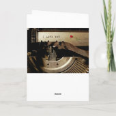 Ik hou van je, oude schrijfmachine rode rozenrozen kaart (Achterkant)