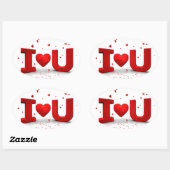 Ik hou van je ovale sticker (Vel)