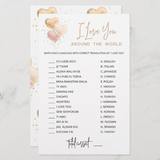 Ik hou van je over de hele wereld met Answers (Voorkant / Achterkant)