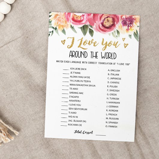 Ik hou van je over de hele wereld met Answers Game Kaart