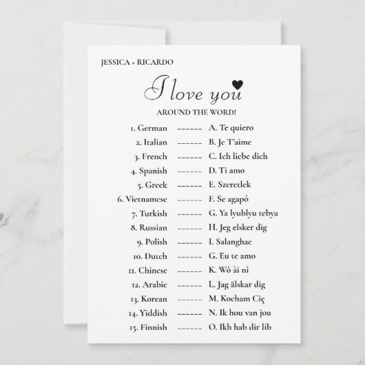 Ik hou van je over de hele wereld vrijgezellenfees kaart (Voorkant)