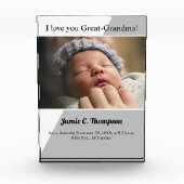 Ik hou van je overgrootmoeder baby foto geboorte d (Voorkant)
