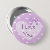 Ik hou van je Paarse Button White Bow (Voorkant /achterkant)
