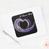 Ik hou van je Paarse werveling hart Vierkante Sticker (Envelop)