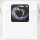 Ik hou van je Paarse werveling hart Vierkante Sticker (Tas)