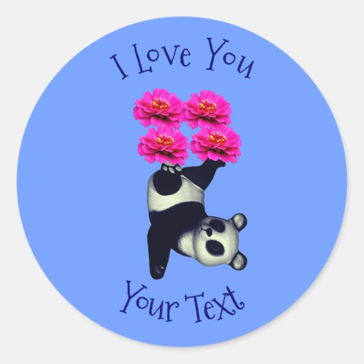 Ik hou van je Panda Beer Juggling Flowers Ronde Sticker (Voorkant)