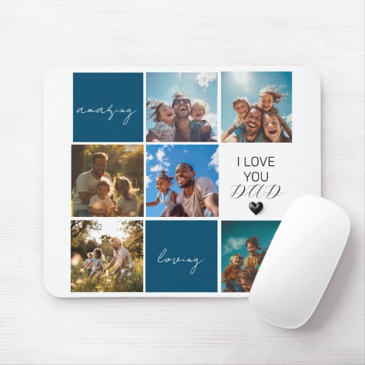 Ik hou van je, pap | Fotocollage | Blauw Muismat (Met muis)