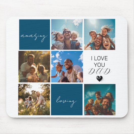 Ik hou van je, pap | Fotocollage | Blauw Muismat (Voorkant)