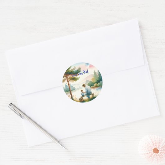 Ik hou van je, pap ronde sticker (Envelop)