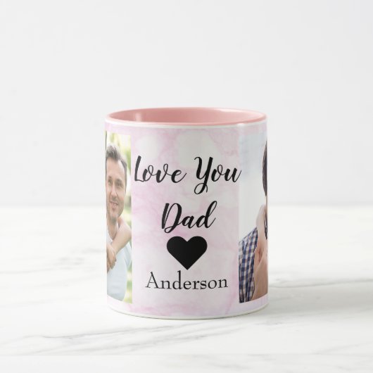 Ik hou van je, pap | Twee fotoscript en hart Mok (Midden)