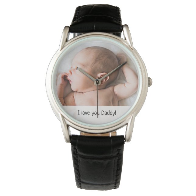 Ik hou van je papa aangepaste baby foto vaderdag horloge (Voorkant)