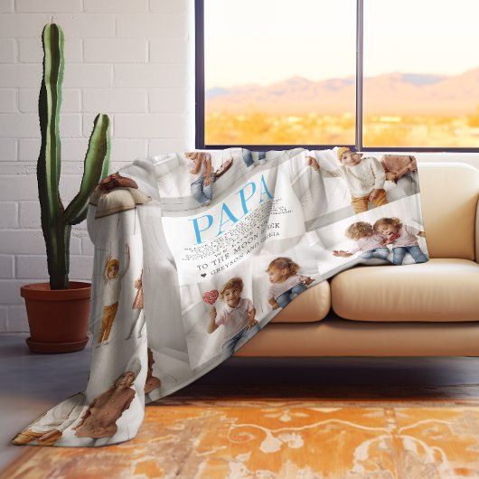 Ik hou van je, papa | Aangepaste berichtfotocollag Fleece Deken