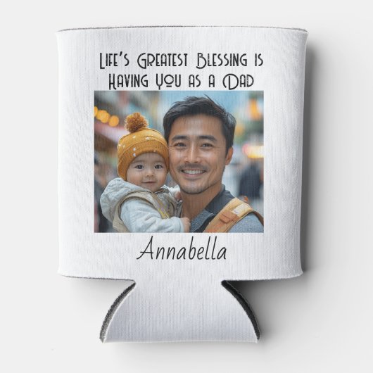 Ik hou van je papa aangepaste foto en citaat blikjeskoeler (Voorkant)