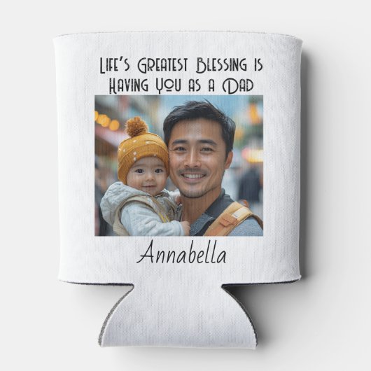 Ik hou van je papa aangepaste foto en citaat blikjeskoeler (Achterkant)