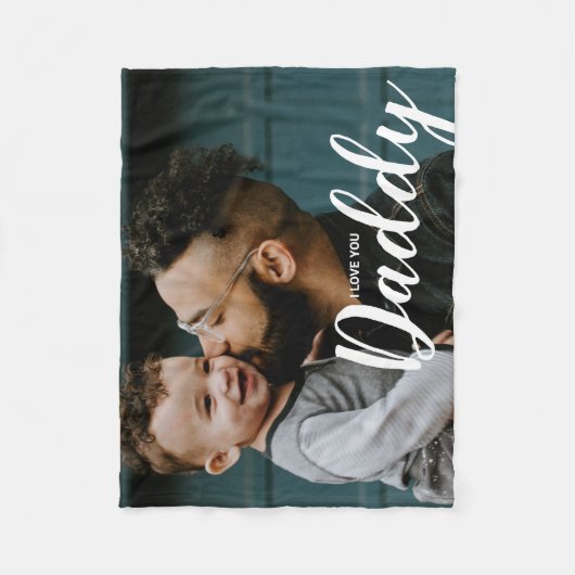 Ik hou van je papa Aangepaste foto Fleece Deken (Voorkant)