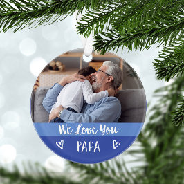 Ik hou van je, papa | Blauw kleurenblok twee foto Ornament