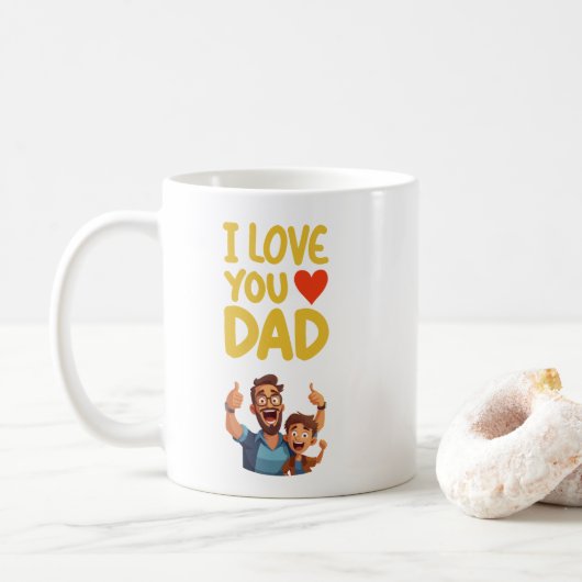 Ik hou van je, papa en mama koffiemok (Met donut)
