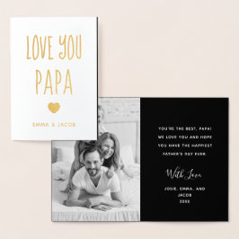 Ik hou van je papa | Jouw foto en het moderne hart Folie Kaarten