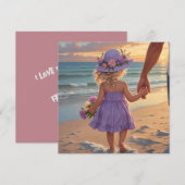 Ik hou van je papa meisje in Lila kleding met papa Feestdagenkaart (Voorkant / Achterkant)