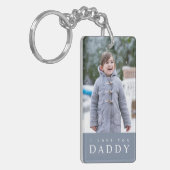 Ik hou van je papa Modern Blue Kind 2 Foto Sleutelhanger (Voorkant Links)