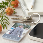 Ik hou van je papa Modern Blue Kind 2 Foto Sleutelhanger (Voorkant Rechts)