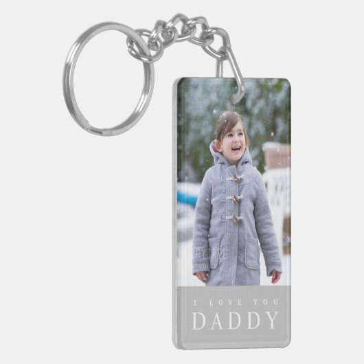 Ik hou van je papa Modern Grey 2 Foto Sleutelhanger (Voorkant Links)