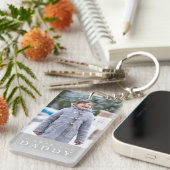 Ik hou van je papa Modern Grey 2 Foto Sleutelhanger (Voorkant Rechts)