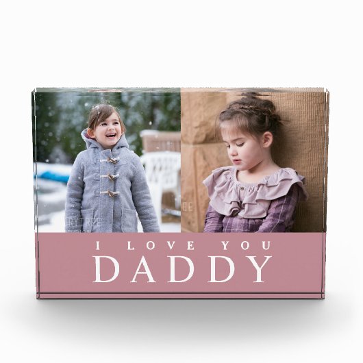 Ik hou van je papa Modern Roze 2 Foto Collage Bloc (Voorkant)