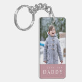 Ik hou van je papa Modern Roze Kind 2 Foto Sleutelhanger (Voorkant Links)
