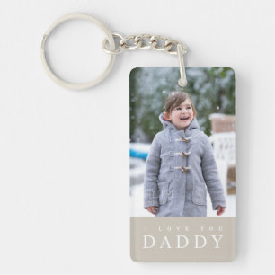 Ik hou van je papa Modern Taupe 2 foto Sleutelhanger